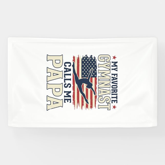 Lona Mi gimnasta favorita me llama Papa Patriótico Vint (Horizontal)