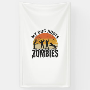 Lona Mi perro caza zombies vintage Halloween arte de pe