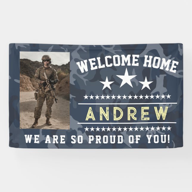 Lona Military Welcome Home Banner - Army National Guard (Horizontal)