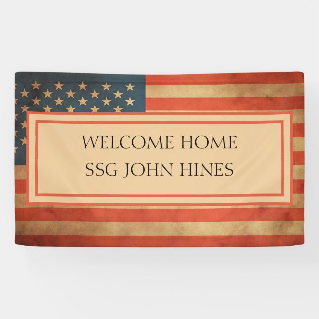 Lona Military Welcome Home Name Rank Banner (Horizontal)