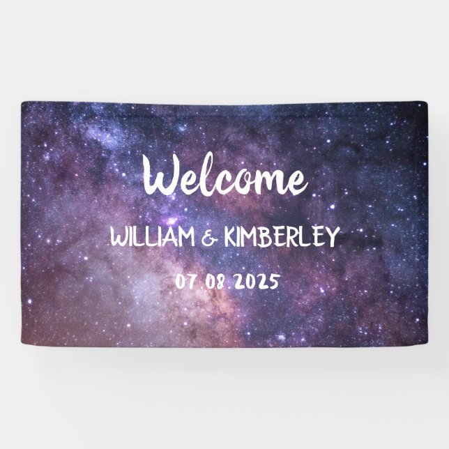 Lona Milky Way Stars Sky Galaxy Elegant Wedding (Horizontal)