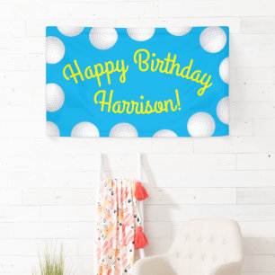 Lona Mini Golf Balls Fiesta de Cumpleaños Niños Azul