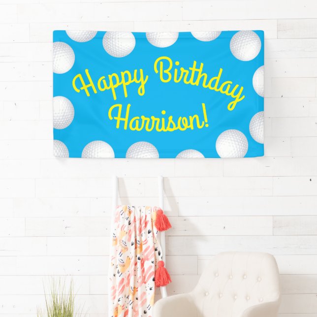 Lona Mini Golf Balls Fiesta de Cumpleaños Niños Azul (In situ)