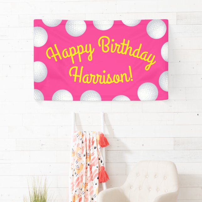 Lona Mini golf fiesta de cumpleaños rosada (In situ)