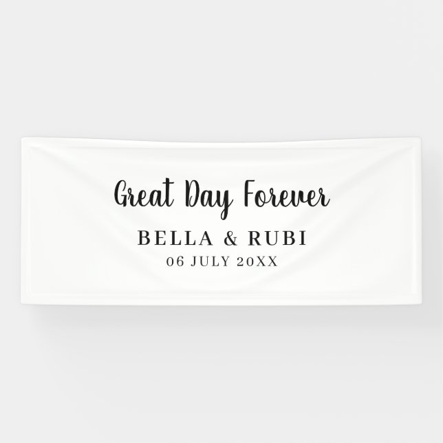 Lona Minimal Blanco | Diseño de Boda Simple y Limpio (Horizontal)