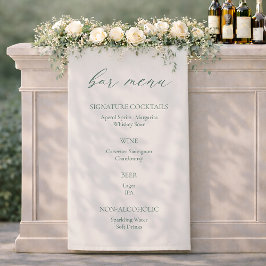 Lona Minimal Sage Green Wedding Bar Menu Sign