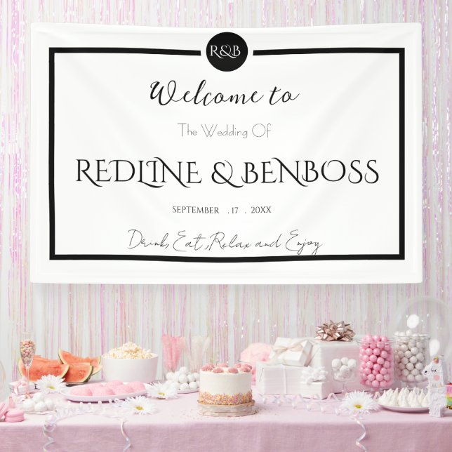 Lona Minimalist Elegant Black and White Wedding Poster (Fiesta)