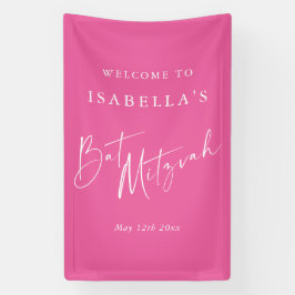 Lona Minimalist Hot Pink Custom Bat Mitzvah Welcome