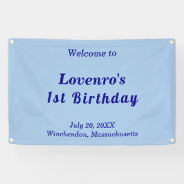 Lona Minimalist Light Blue Kids Birthday Banner