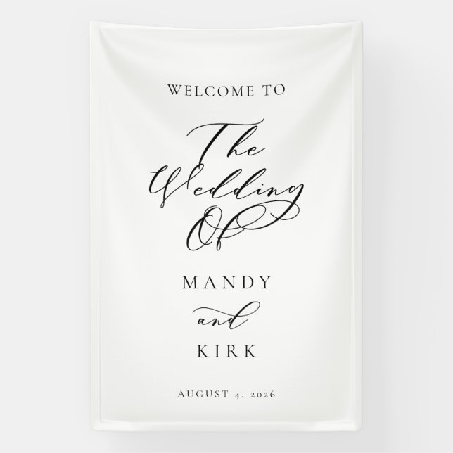 Lona Minimalist Script Wedding Welcome Sign Banner (Vertical)