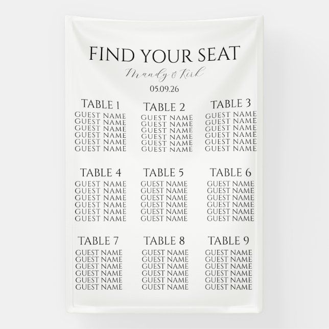 Lona Minimalist Wedding Seating Chart | Custom Modern  (Vertical)