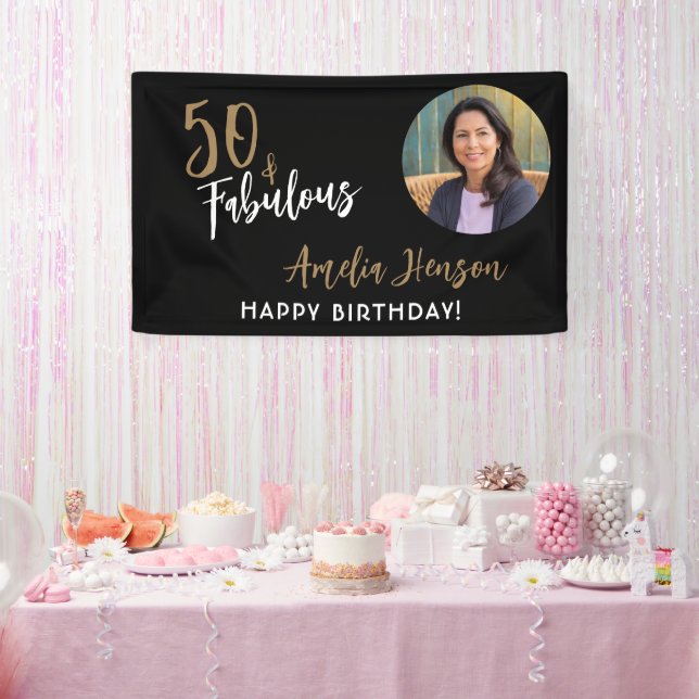 Lona Minimalista 50 y fabuloso foto 50 cumpleaños (Fiesta)