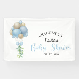 Lona Minimalista Blue Balloons Boy Baby Shower