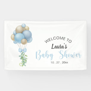 Lona Minimalista Blue Balloons Boy Baby Shower