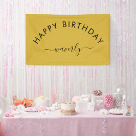 Lona Minimalista Feliz Cumpleaños Clásico Dorado