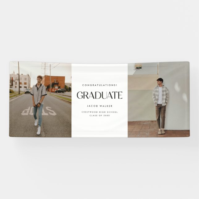 Lona Minimalistic Modern 2-Photo Graduation Party (Horizontal)