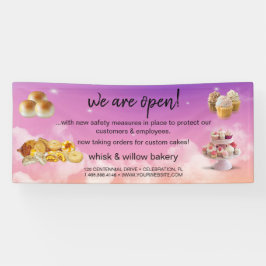 Lona Mint & Gold Whisk Bakery Business reabriendo el pú