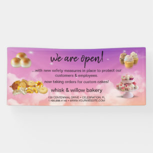 Lona Mint & Gold Whisk Bakery Business reabriendo el pú