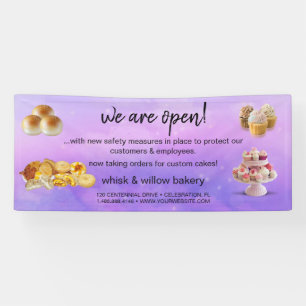 Lona Mint & Gold Whisk Bakery Business reabriendo el pú
