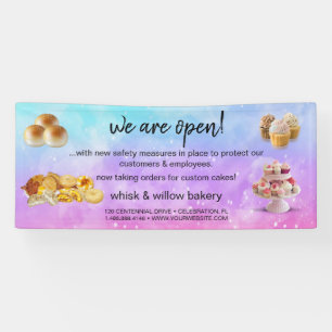 Lona Mint & Gold Whisk Bakery Business reabriendo el pú