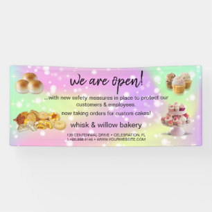 Lona Mint & Gold Whisk Bakery Business reapertura rosa