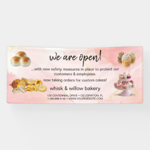 Lona Mint & Gold Whisk Bakery Business reapertura rosa