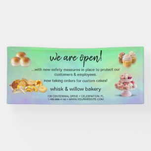 Lona Mint & Gold Whisk Bakery Negocios reabriendo verde