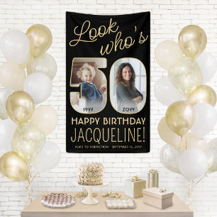 Lona Mira Quien Cumple 50 Años Banner de Cumpleaños Neg
