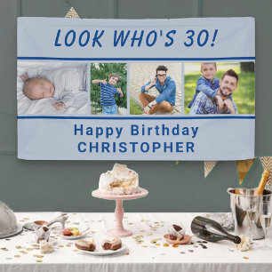 Lona Mira Quién Cumple Cualquier Edad 4 Foto Azul Cumpl