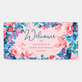 Lona Moda acuarela Floral 60 cumpleaños fiesta Rubor