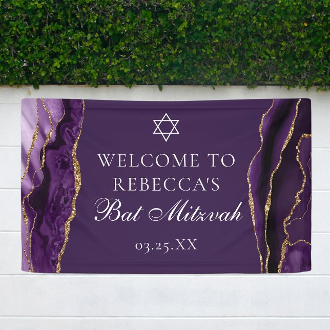 Lona Moda Agate Purple Gold Bat Mitzvah Fiesta (Subido por el creador)