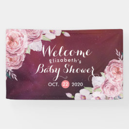 Lona Moda Baby Shower Boho Floral Feathers Burgundy Red
