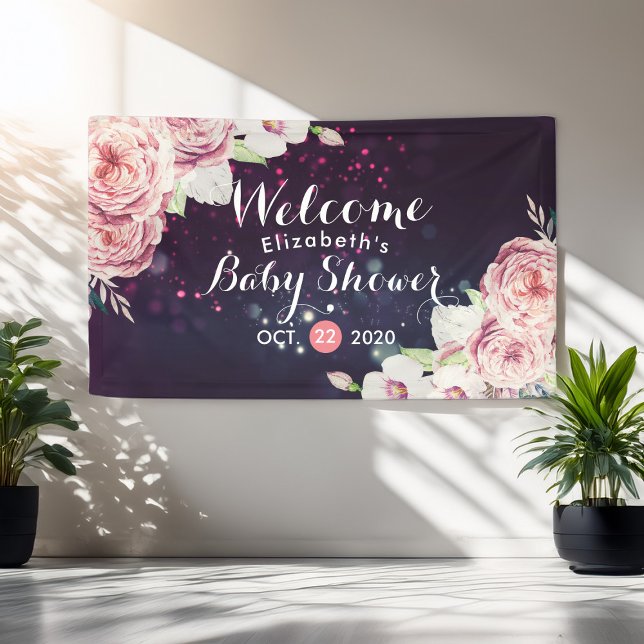 Lona Moda Baby Shower Boho Floral Feathers Burgundy Red (Subido por el creador)