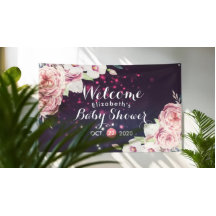 Moda Baby Shower Boho Floral Feathers Burgundy Red