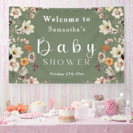 Lona Moda Boho Wildflower Sage Green Baby Shower