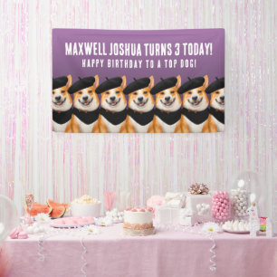 Lona Moda Cute Corgi Dogs te desea feliz cumpleaños