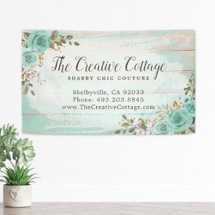 Lona Moda de cabaña Shabby Madera Rusa Floral Turquesa