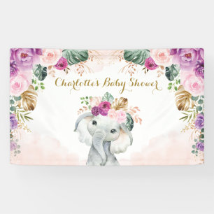 Lona Moda elefante tropical vegetación floral Baby Sho
