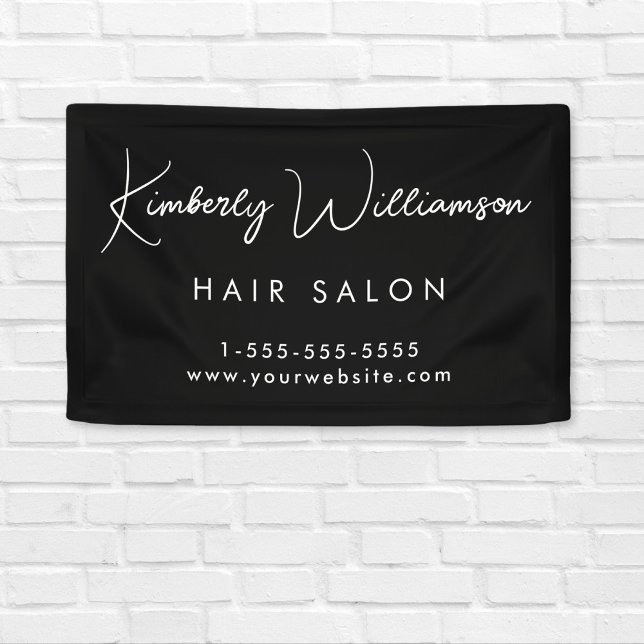 Lona Moda empresarial Firma Script Black Promotion (Empower your name in our signature script as your logo and brand identity)