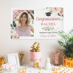 Lona Moda Floral Gold Graduation Celebration Photo