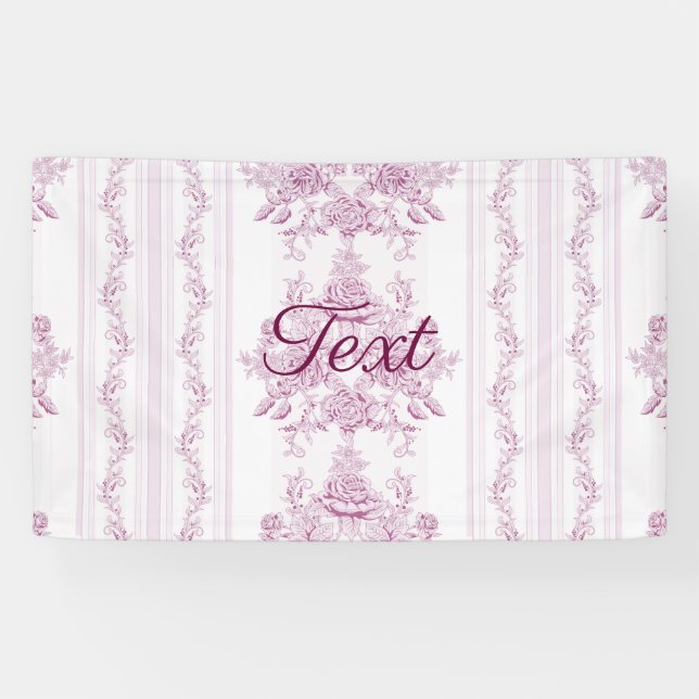 Lona Moda francesa, rosa,toile,floral,patrón,victoriano (Horizontal)