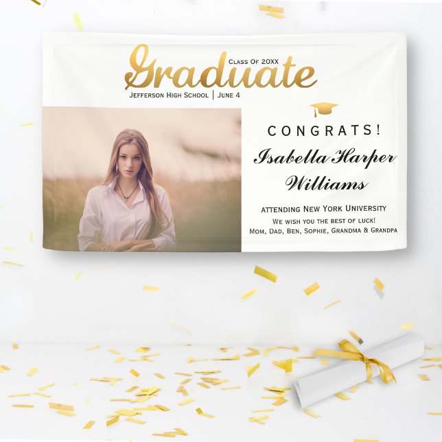 Lona Moda Gold Trendy Graduation Party Clase de 20XX (Subido por el creador)