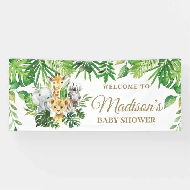 Lona Moda Jungle Animals Greeneration Baby Shower Backd (Horizontal)