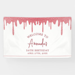 Lona Moda Rosa Dorado Purpurina Dulce 16 Cumpleaños