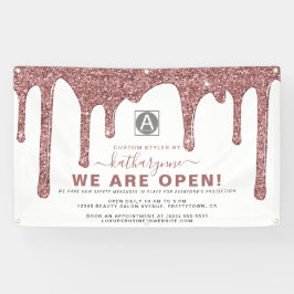 Lona Moda Rosa Gold Sparkle Purpurina Drips Negocios