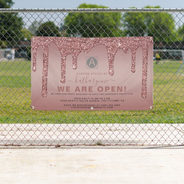 Lona Moda Rosa Gold Sparkle Purpurinas Drips Business O (In situ)