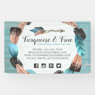 Lona Moda Rustic Turquoise Wood & Feather Arrow Boho