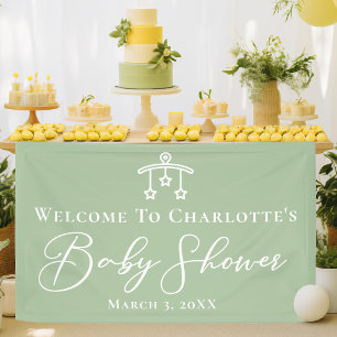Lona Moda Sage Green Baby Shower Fiesta personalizado