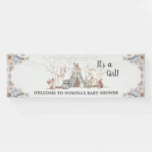 Lona Moda Tribal Woodland Animals Baby Shower Fondo