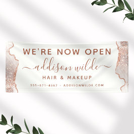 Lona Moda White Marble Agate Rosa Gold Business